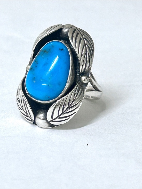 Jewelry - Antique Inlaid Turquoise Gemstone Sterling Silver Navajo Indian Scarab Ring